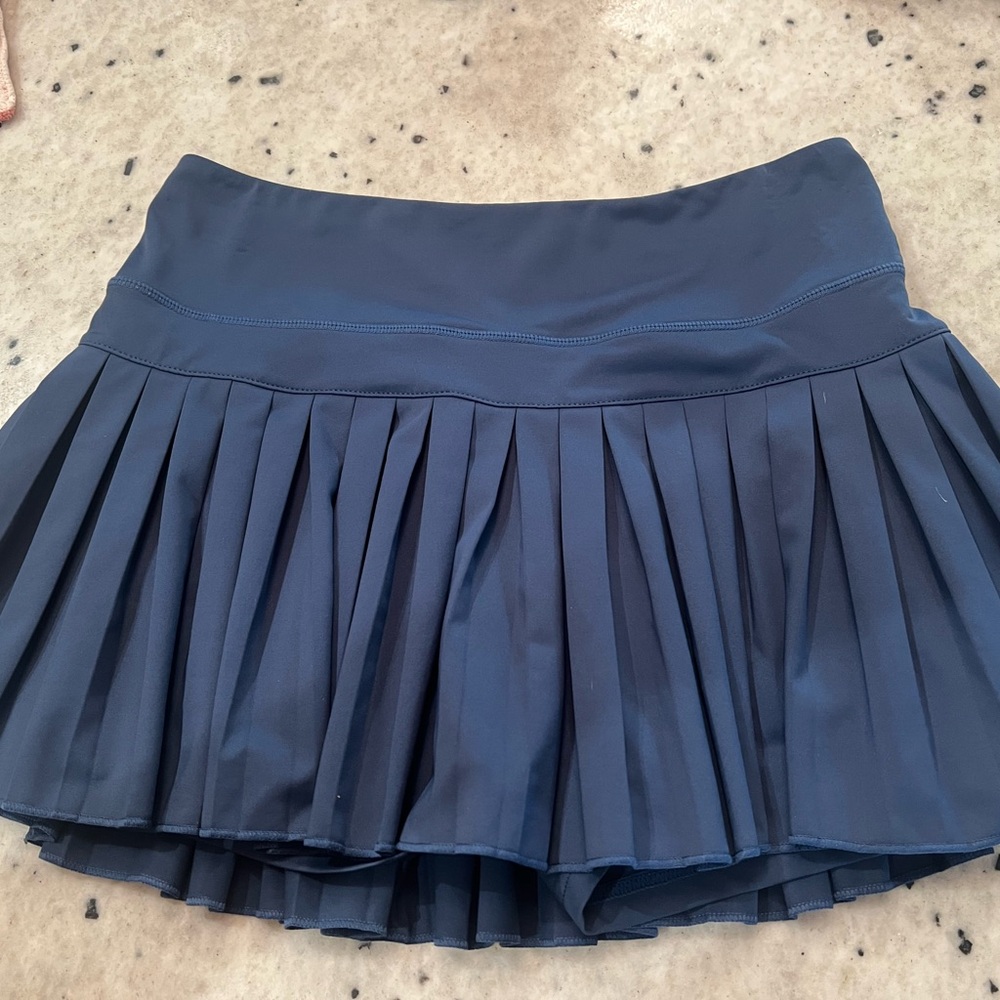 Navy Pleated Mini Skirt